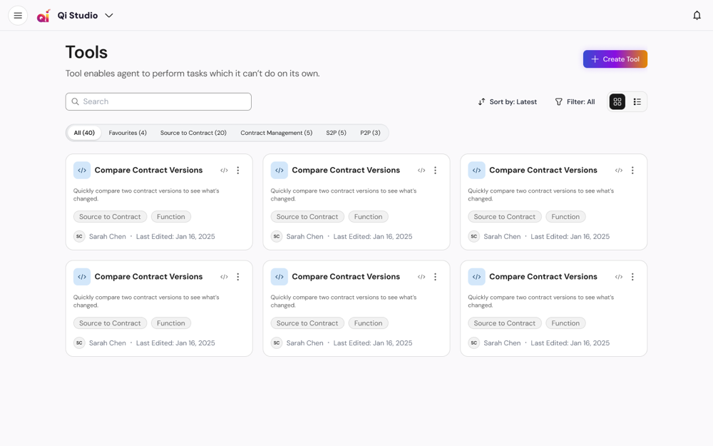The Tools catalogue — capabilities an agent doesn't have natively.